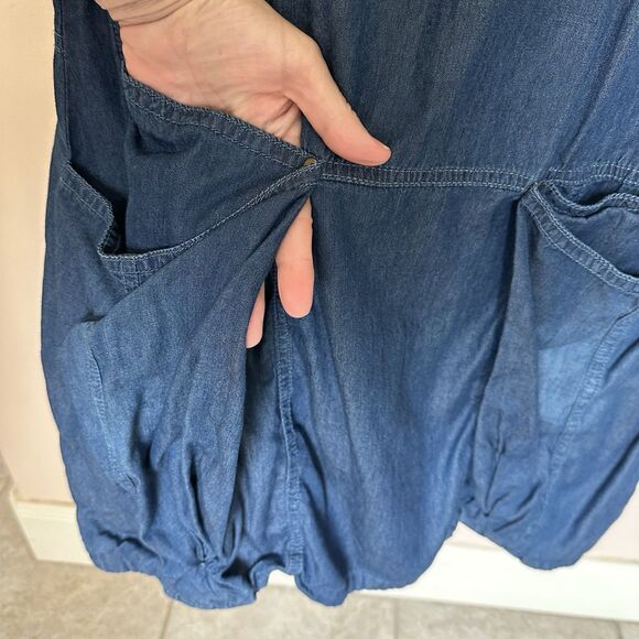 Allsaints Warrior Outfitters Mini Denim Dress Lg Short Sleeve Pullover Pockets - Picture 5 of 7